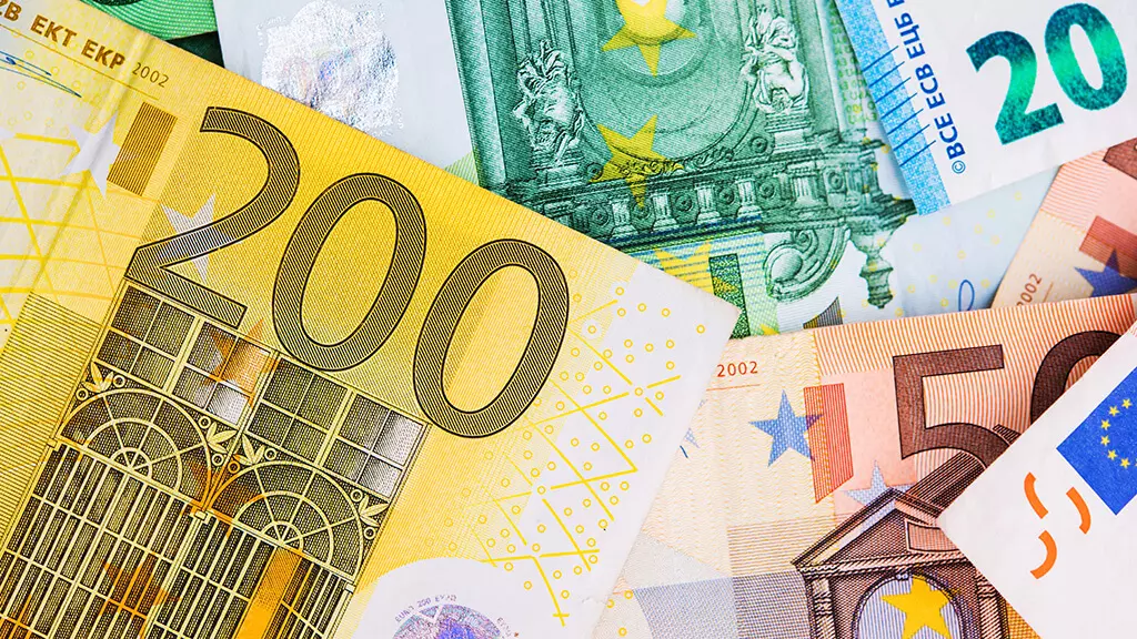 Euro Money Banknotes Photo Background. European Union Currency.
